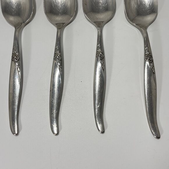Lot of 4 Oneida Wm A Rogers Premier La Rose Stainless Teaspoon 6” Vtg - Picture 3 of 6